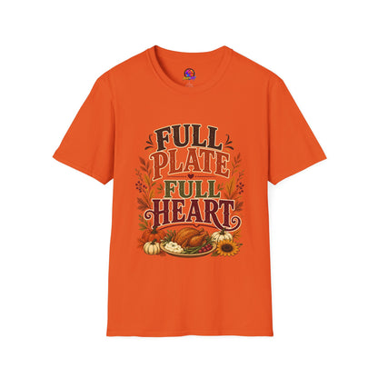 Thanksgiving T-Shirt - "Full Plate Full Heart" Fall Harvest Tee
