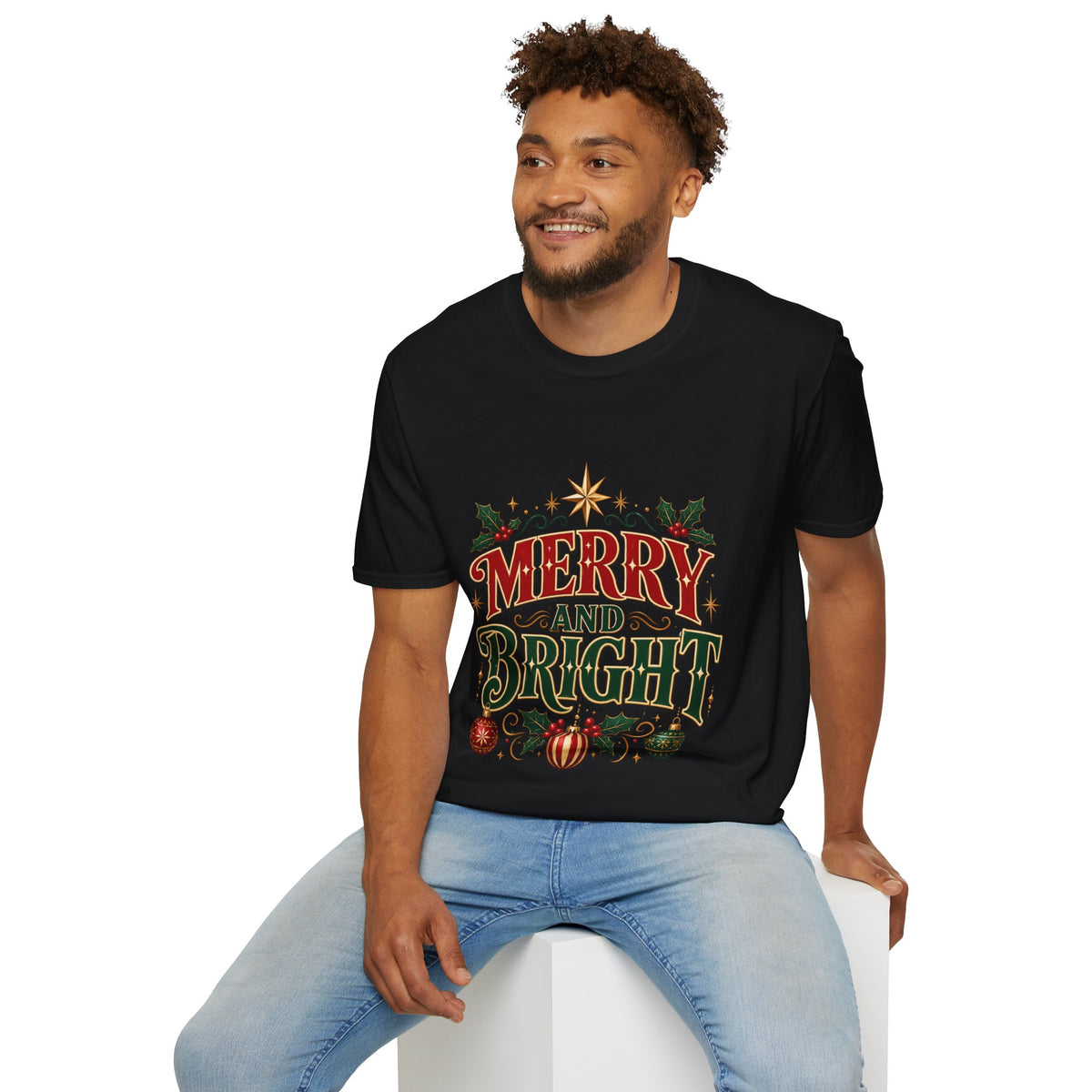 Merry and Bright T-Shirt — Festive Christmas Holiday Tee
