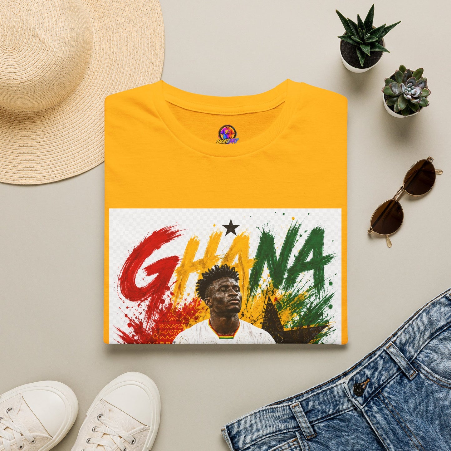 Ghana Football Player Graphic T-Shirt — Ghana Colors & Kudus Print