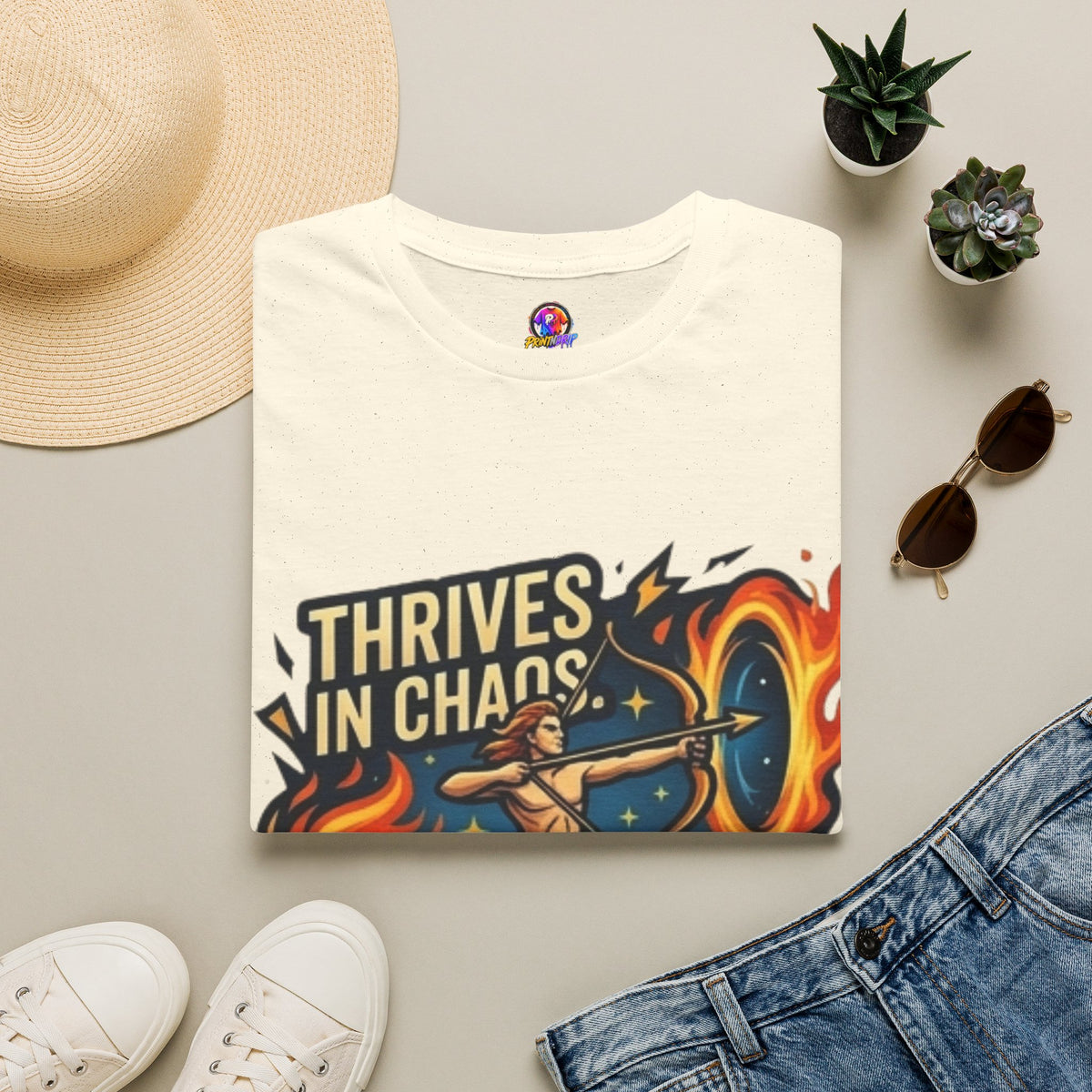 Sagittarius Archer T‑Shirt — "Thrives in Chaos" Zodiac Fire Sign Tee
