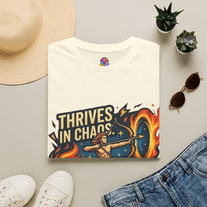 Sagittarius Archer T‑Shirt — "Thrives in Chaos" Zodiac Fire Sign Tee