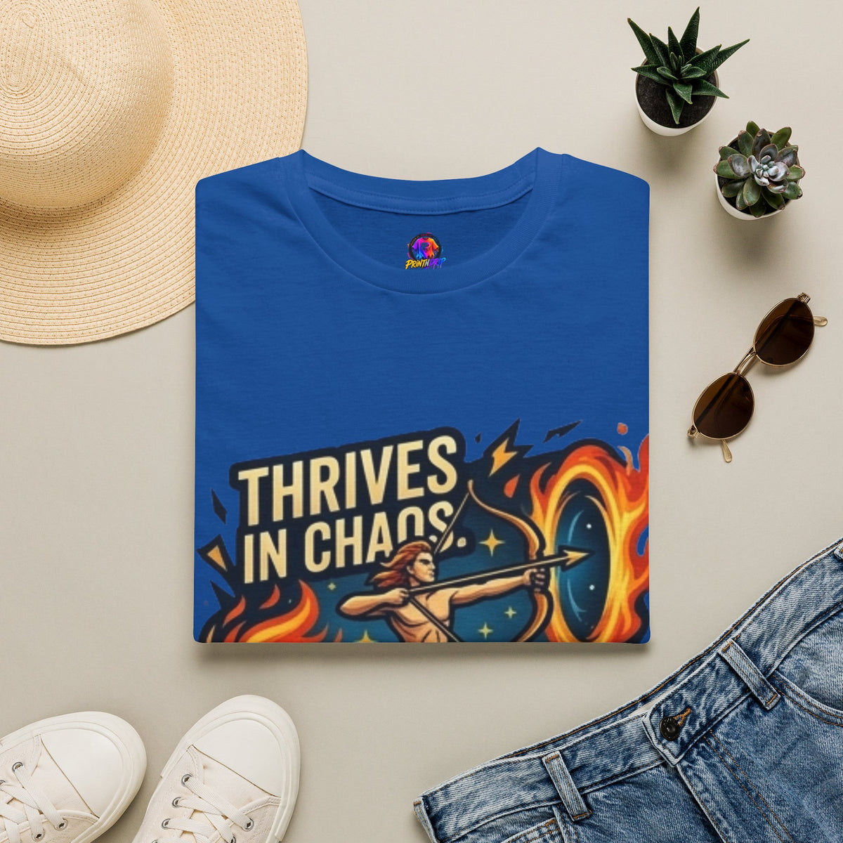 Sagittarius Archer T‑Shirt — "Thrives in Chaos" Zodiac Fire Sign Tee