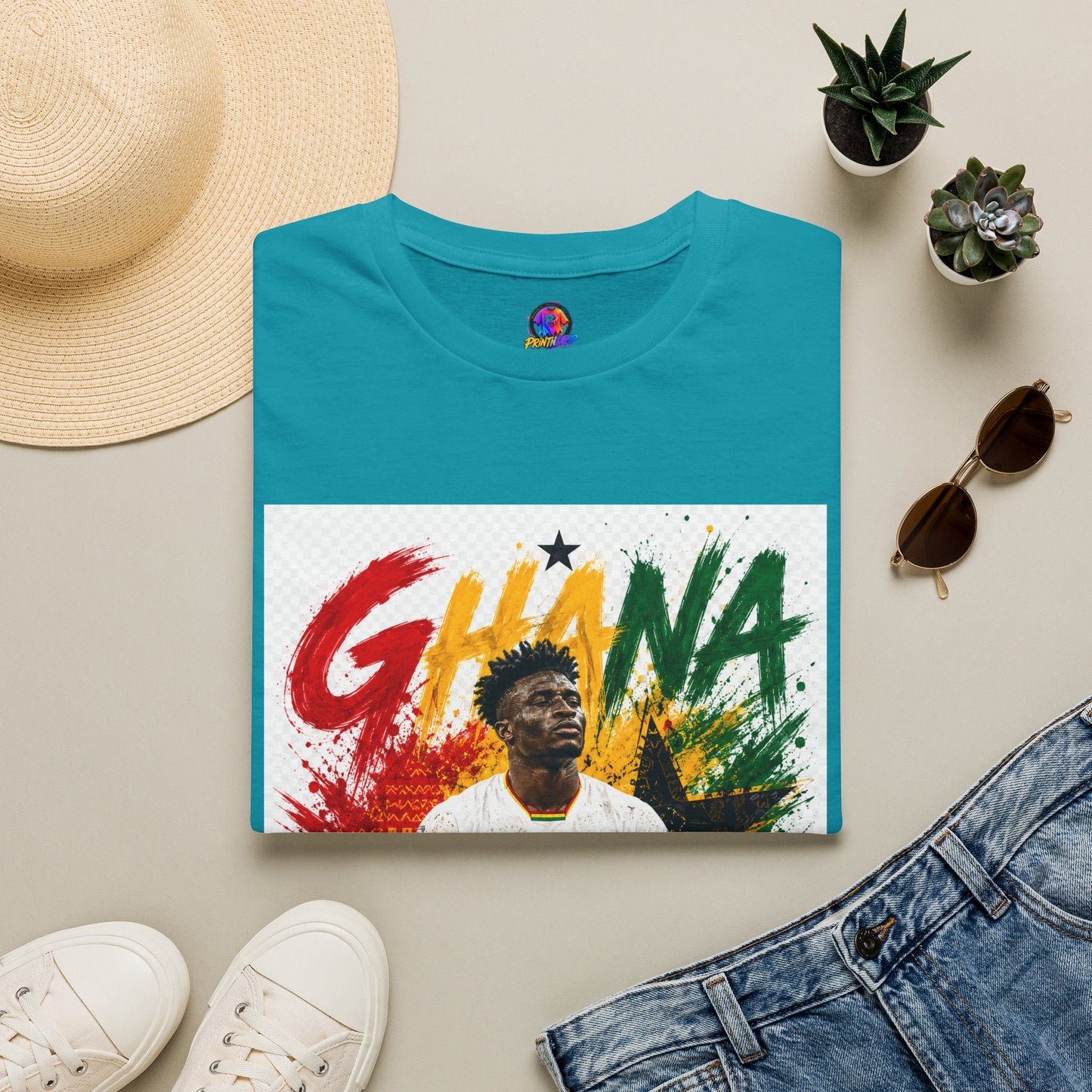 Ghana Football Player Graphic T-Shirt — Ghana Colors & Kudus Print