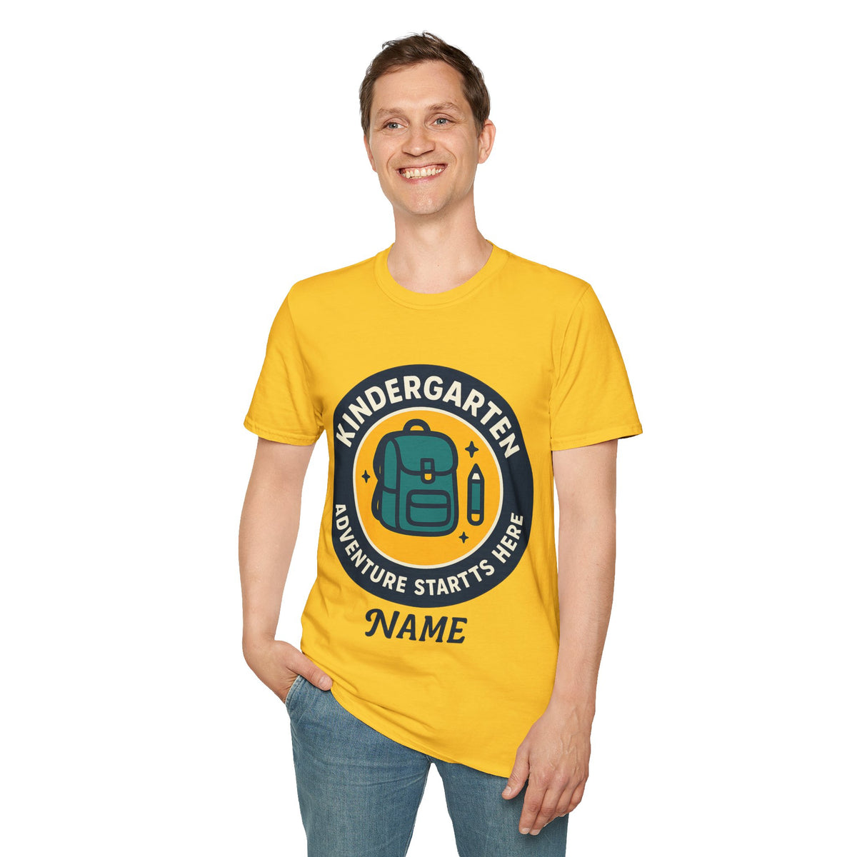 Kindergarten Teacher T‑Shirt – 'Kindergarten' Backpack Badge Design - Trending Now - August 2026