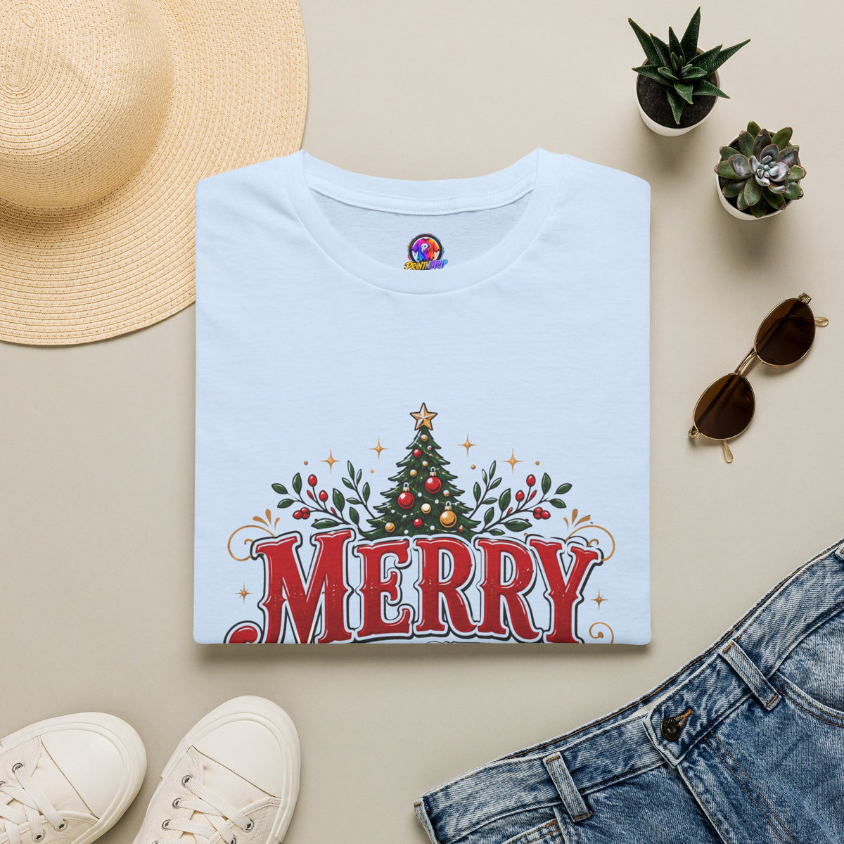 Merry Christmas Y'all T-Shirt — Festive Holiday Tree Tee