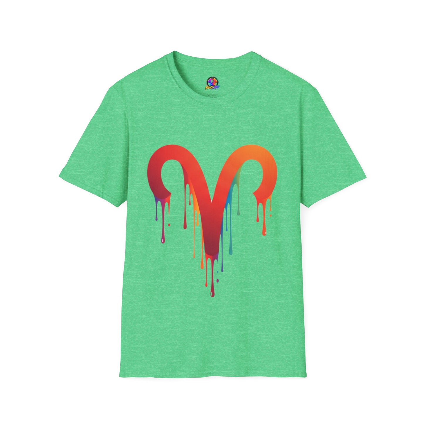 Aries Rainbow Drip T-Shirt — Colorful Dripping Zodiac Graphic Tee