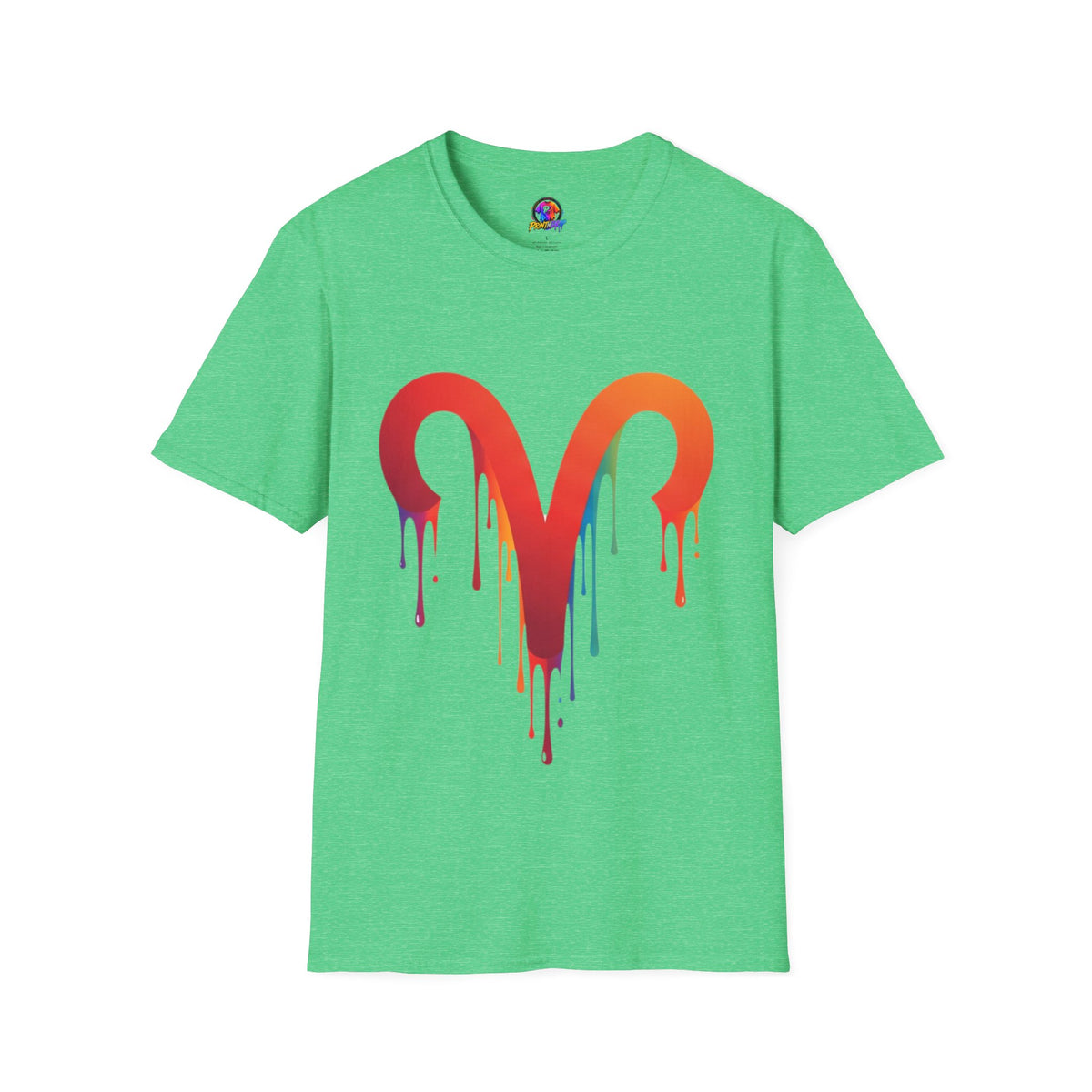 Aries Rainbow Drip T-Shirt — Colorful Dripping Zodiac Graphic Tee