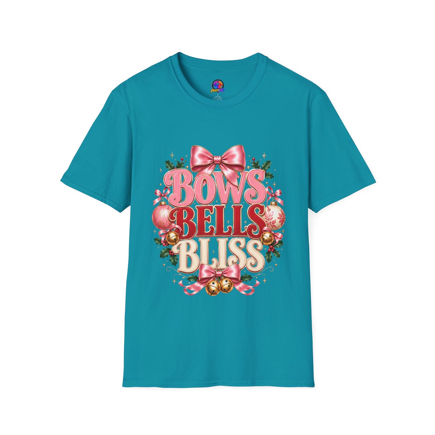 T-Shirt — Bows Bells Bliss Christmas Graphic Tee
