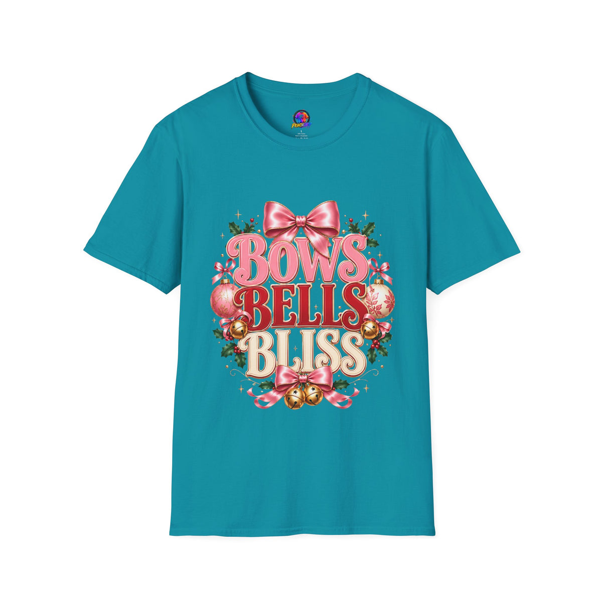 T-Shirt — Bows Bells Bliss Christmas Graphic Tee