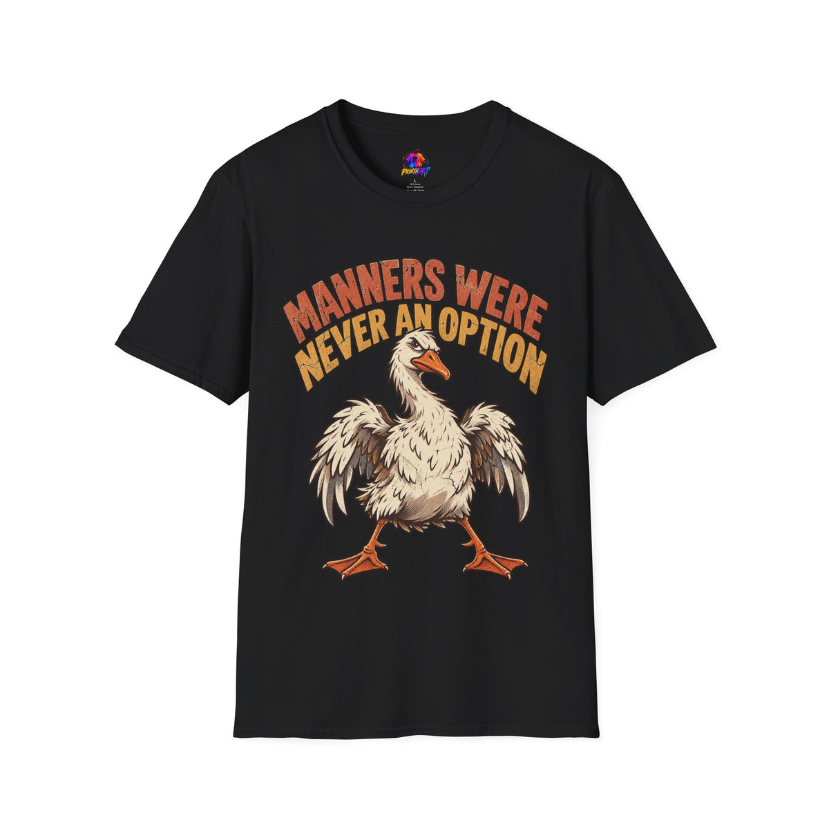 Funny And Witty “Manners Were Never An Option” Goose Graphic T-Shirt