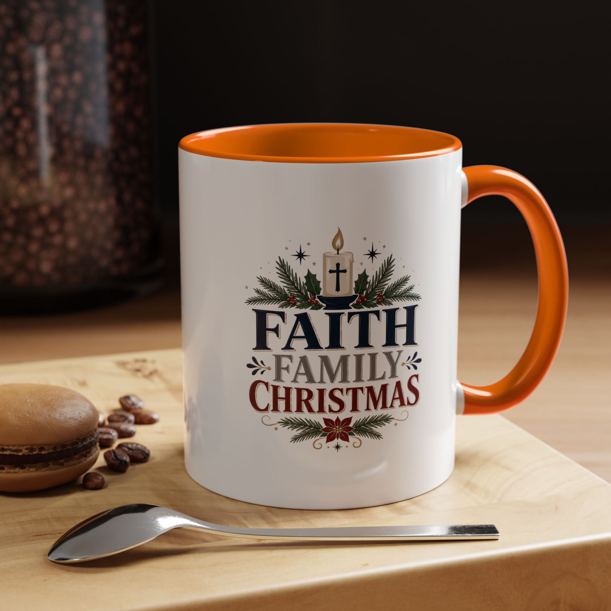 Christmas Faith • Family • Christmas Accent Coffee Mug — Holiday Religious Ceramic Mug