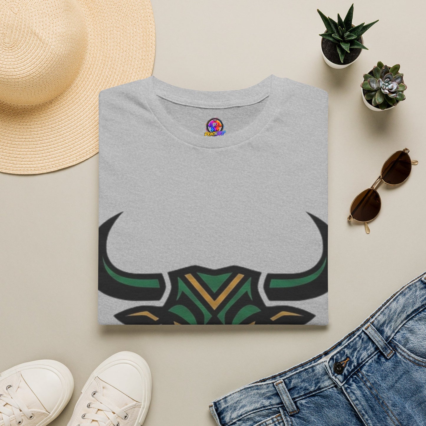 Bull Head Graphic T-Shirt — Tribal Geometric Rodeo Tee