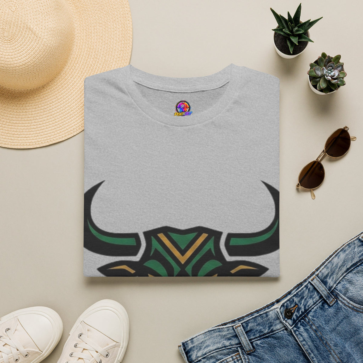 Bull Head Graphic T-Shirt — Tribal Geometric Rodeo Tee