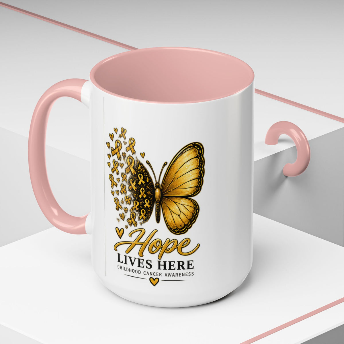 Hope Lives Here Childhood Cancer Awareness Accent Coffee Mug