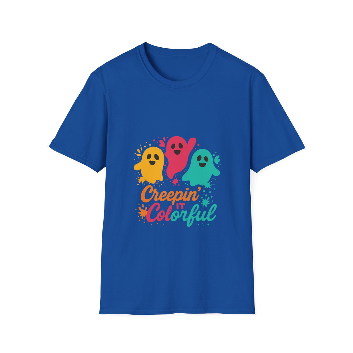 Colorful Creepin' Ghosts Tee — Cute Halloween Shirt - Trending Now - October 2026
