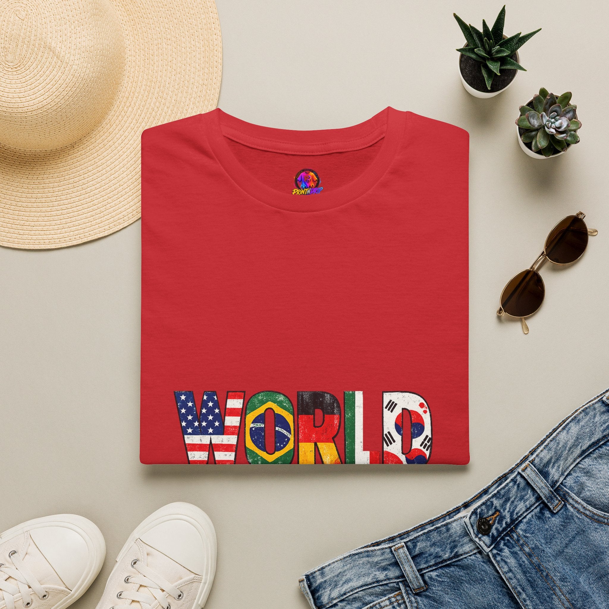 World Cup Flag Graphic T-Shirt — 'WORLD CUP' International Soccer Fans Tee