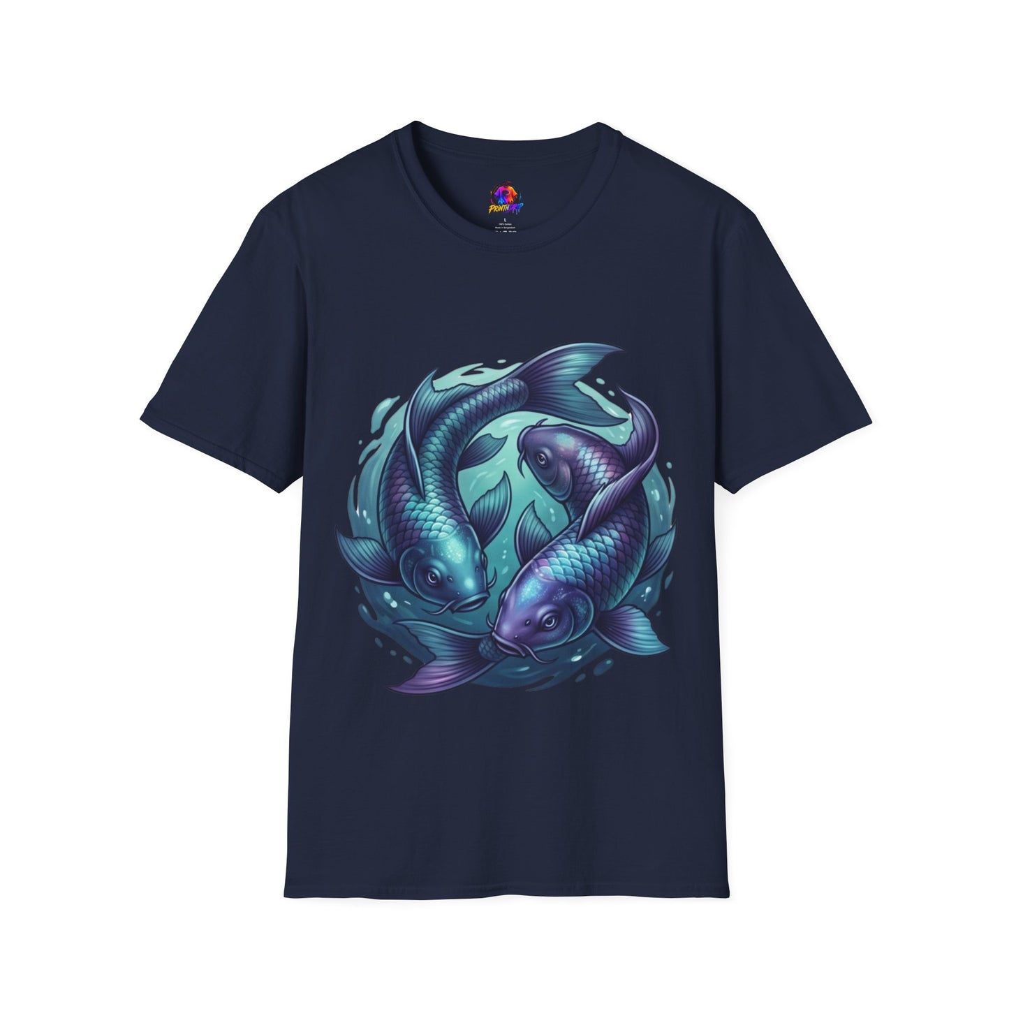 Koi Fish Circle T-Shirt — Artistic Yin Yang Aquatic Tee