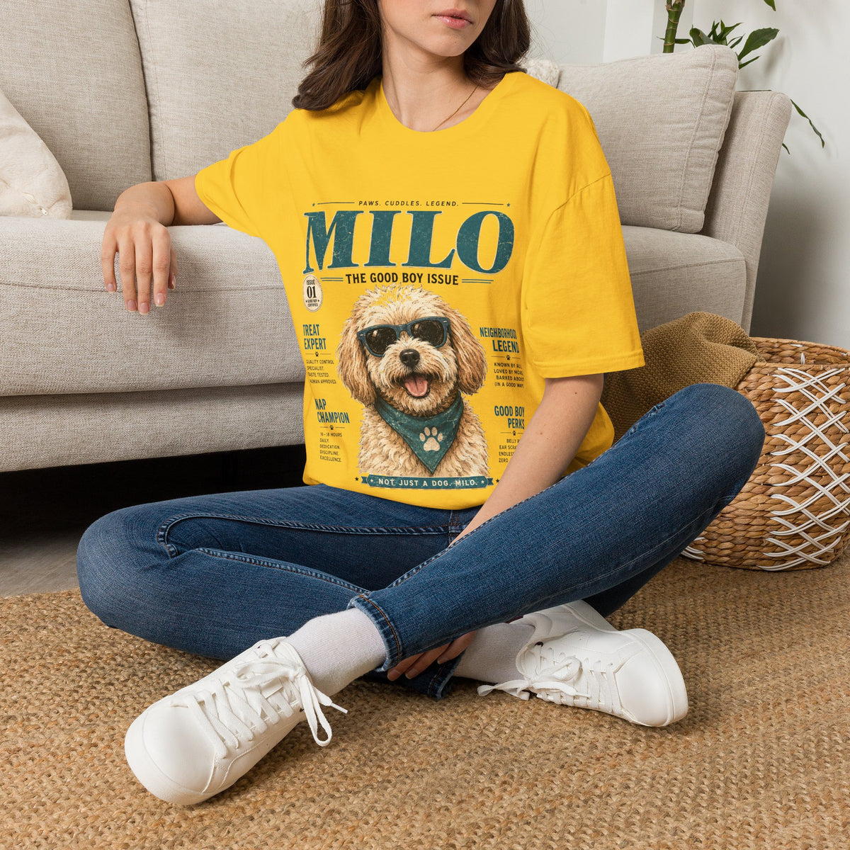 Milo 'The Good Boy Issue' T-Shirt — Cute Dog Magazine Cover Tee