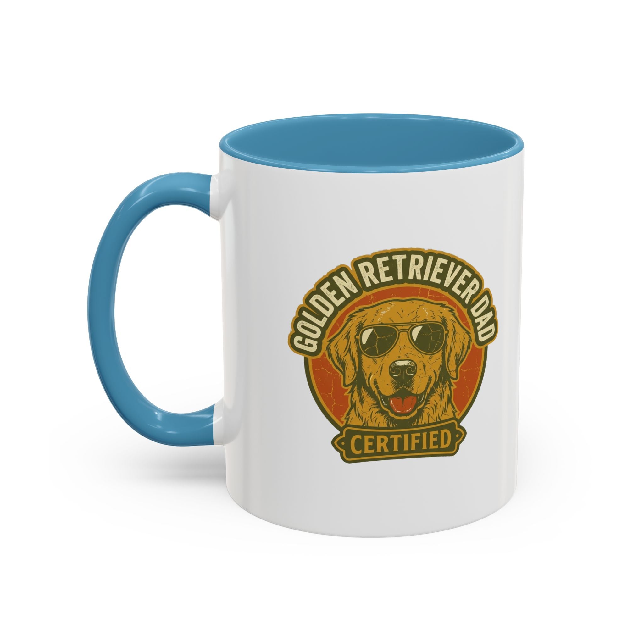 Funny Golden Retriever Dad Coffee Mug — "Certified" Dog Dad Accent Mug
