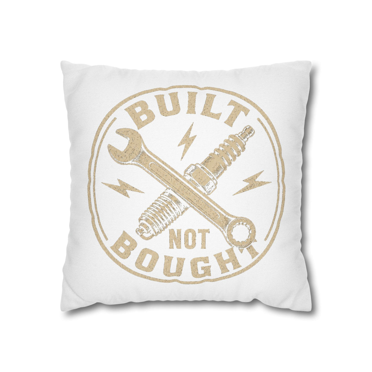 Built Not Bought Garage Milo Bailey Dog Dad Mom Pillowcase — Mechanic Tool Spark Plug Accent Pillowcase