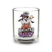 Haunted But Happy Glass Mug — Cute Halloween Ghost Pumpkin 10oz