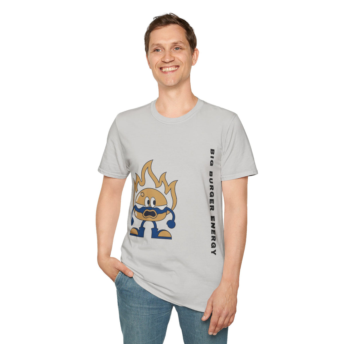 Burger Mascot T‑Shirt — ‘Big Burger’ Flame Character Graphic Tee - Trending Now - September 2026