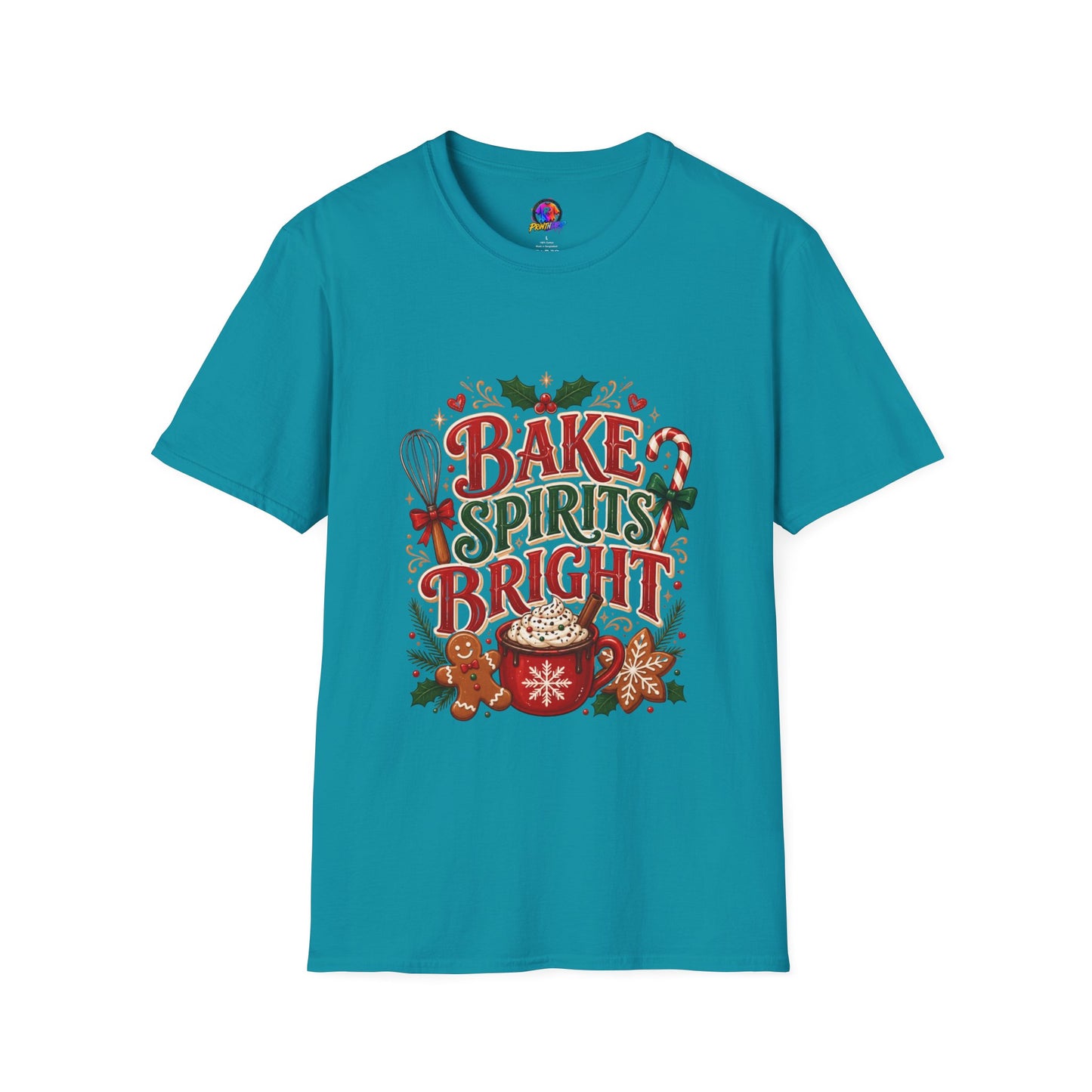 Bake Spirits Bright Holiday T-Shirt — Christmas Baking Graphic Tee