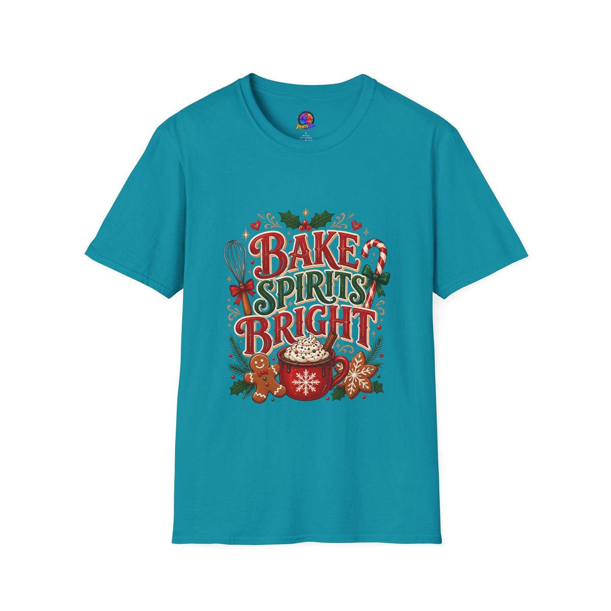 Bake Spirits Bright Holiday T-Shirt — Christmas Baking Graphic Tee