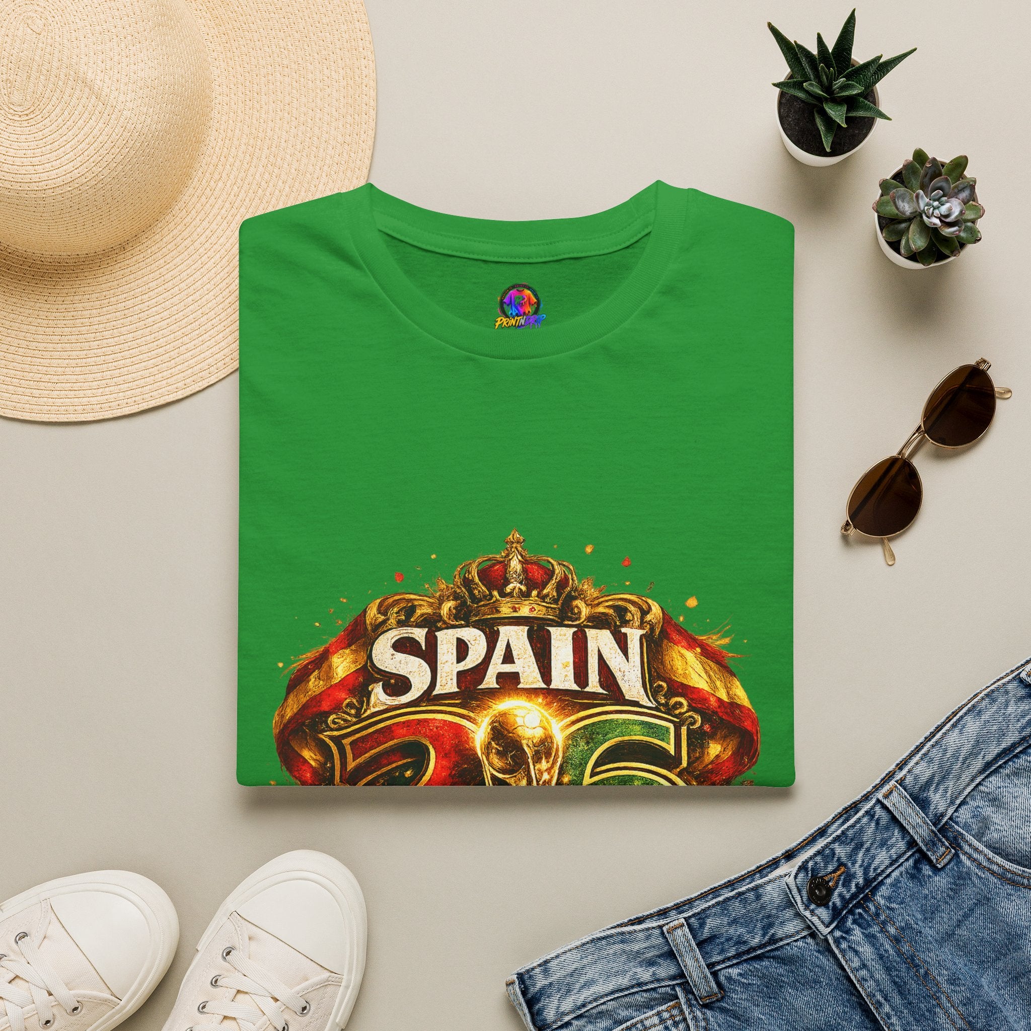 Spain 26 Graphic T-Shirt — Vintage Crowned Soccer Fan Tee