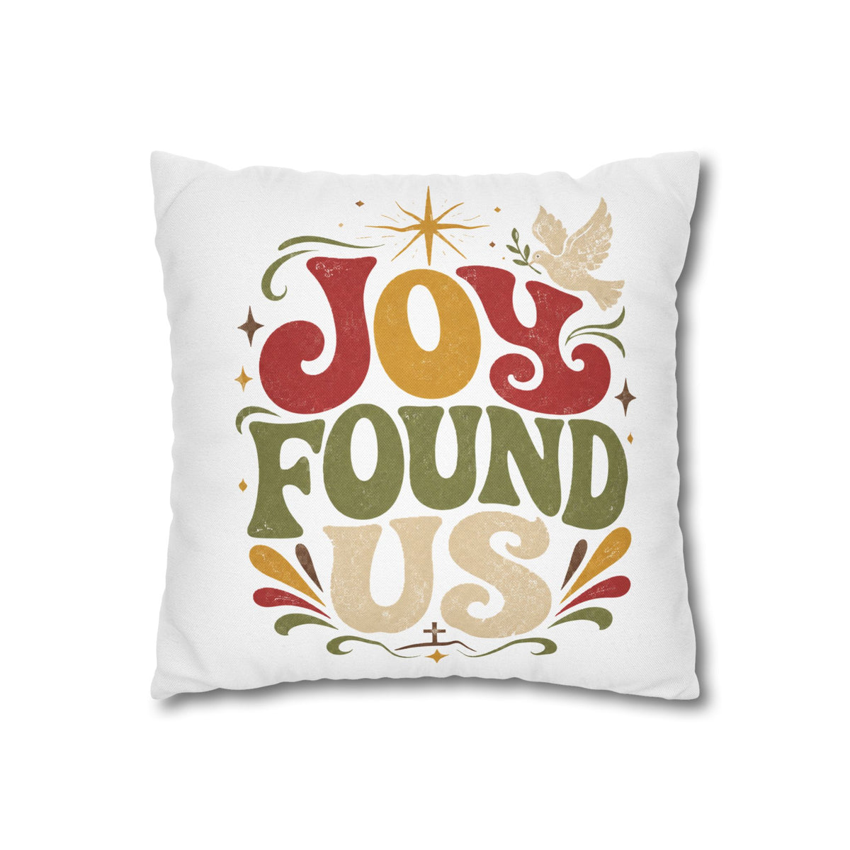 Christmas Joy Found Us Decorative Pillowcase — Retro Holiday Cushion Cover