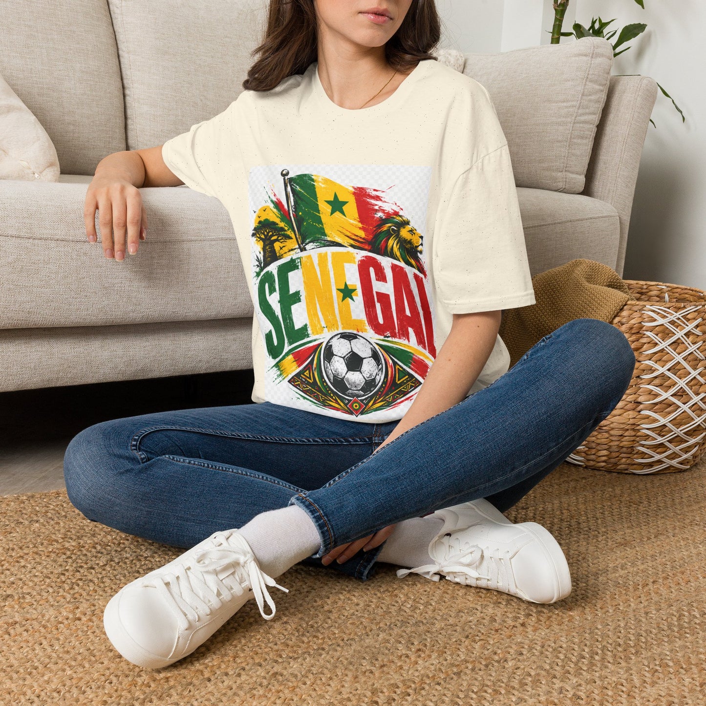 Senegal Flag Soccer T-Shirt — Lion & Football Pride Tee