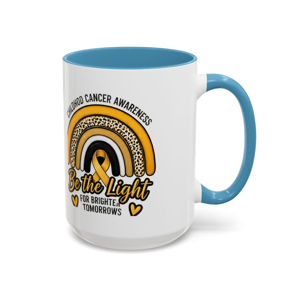 Childhood Cancer Awareness Accent Coffee Mug — "Be the Light" 11/15oz