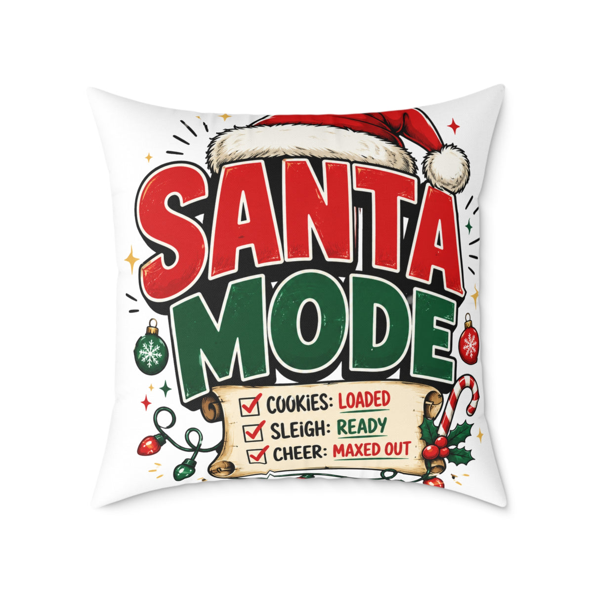 Christmas Santa Mode Holiday Throw Pillow – Festive Christmas Decorative Cushion