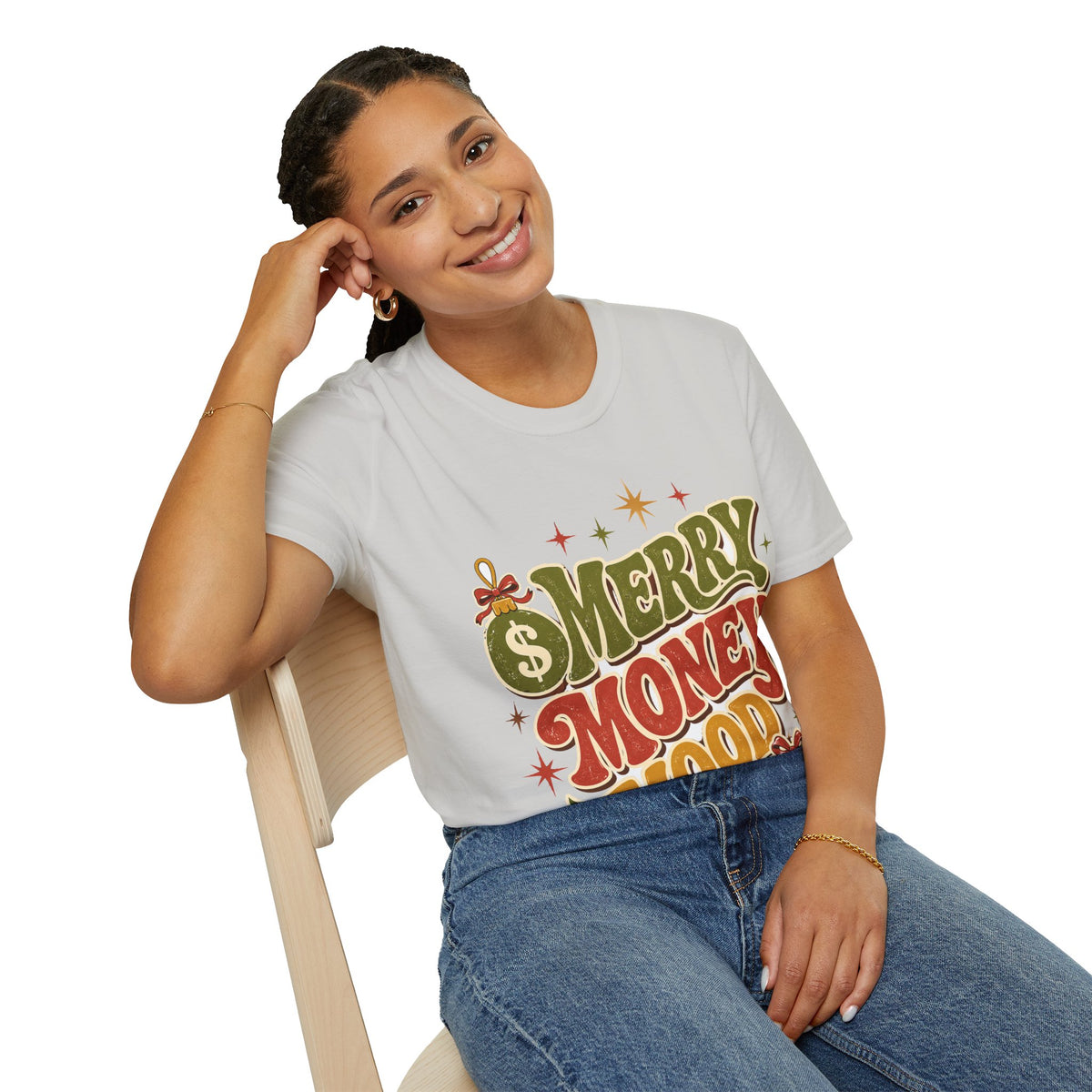 Merry Money Mood T‑Shirt — Retro Holiday Graphic Tee