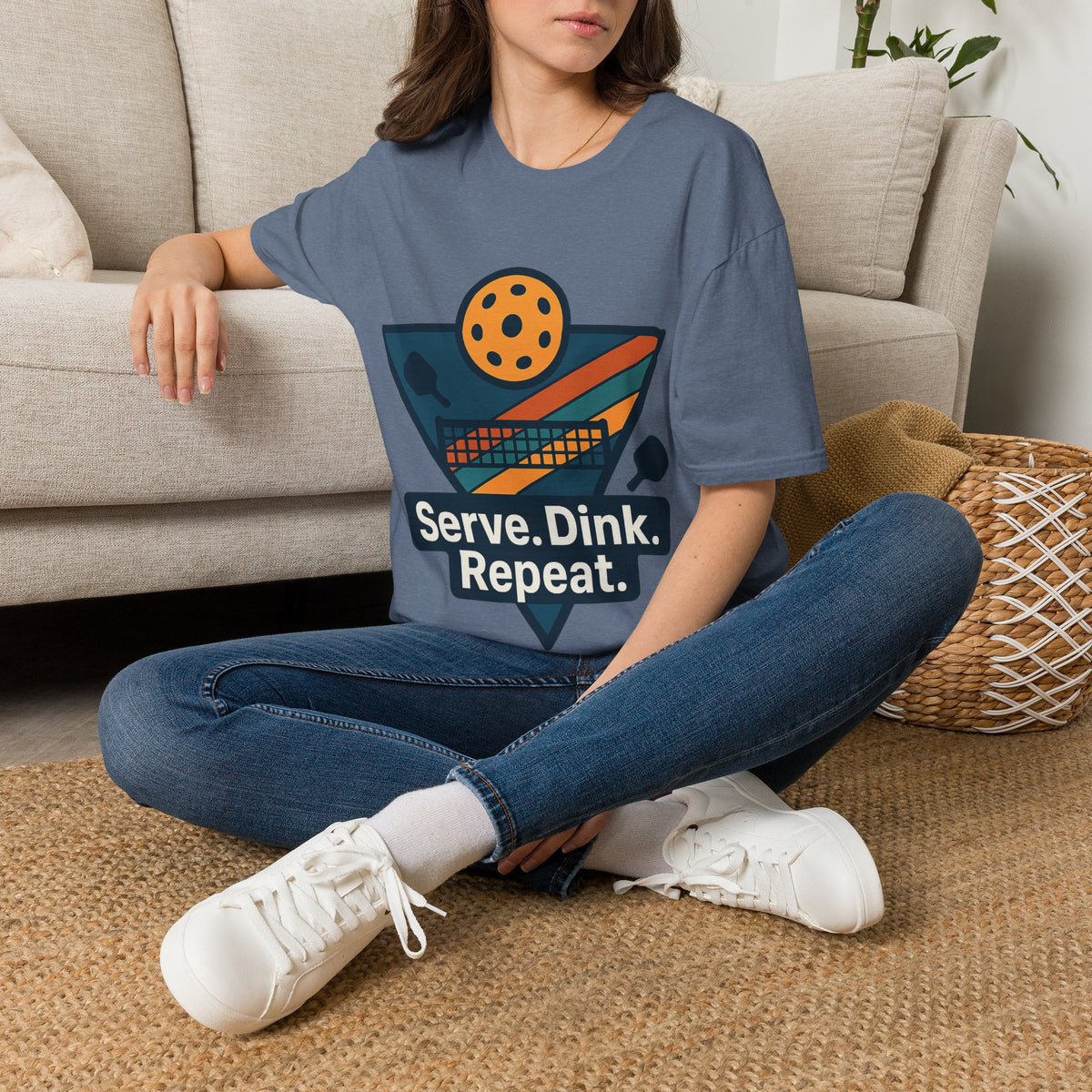 Pickleball T-Shirt — Retro Paddle & Ball Design with “Serve. Dink. Repeat.” Slogan - Trending Now - August 2026