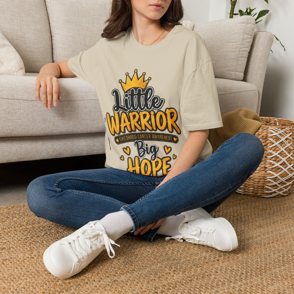 Little Warrior Big Hope Kids T-Shirt — Childhood Cancer Awareness Tee