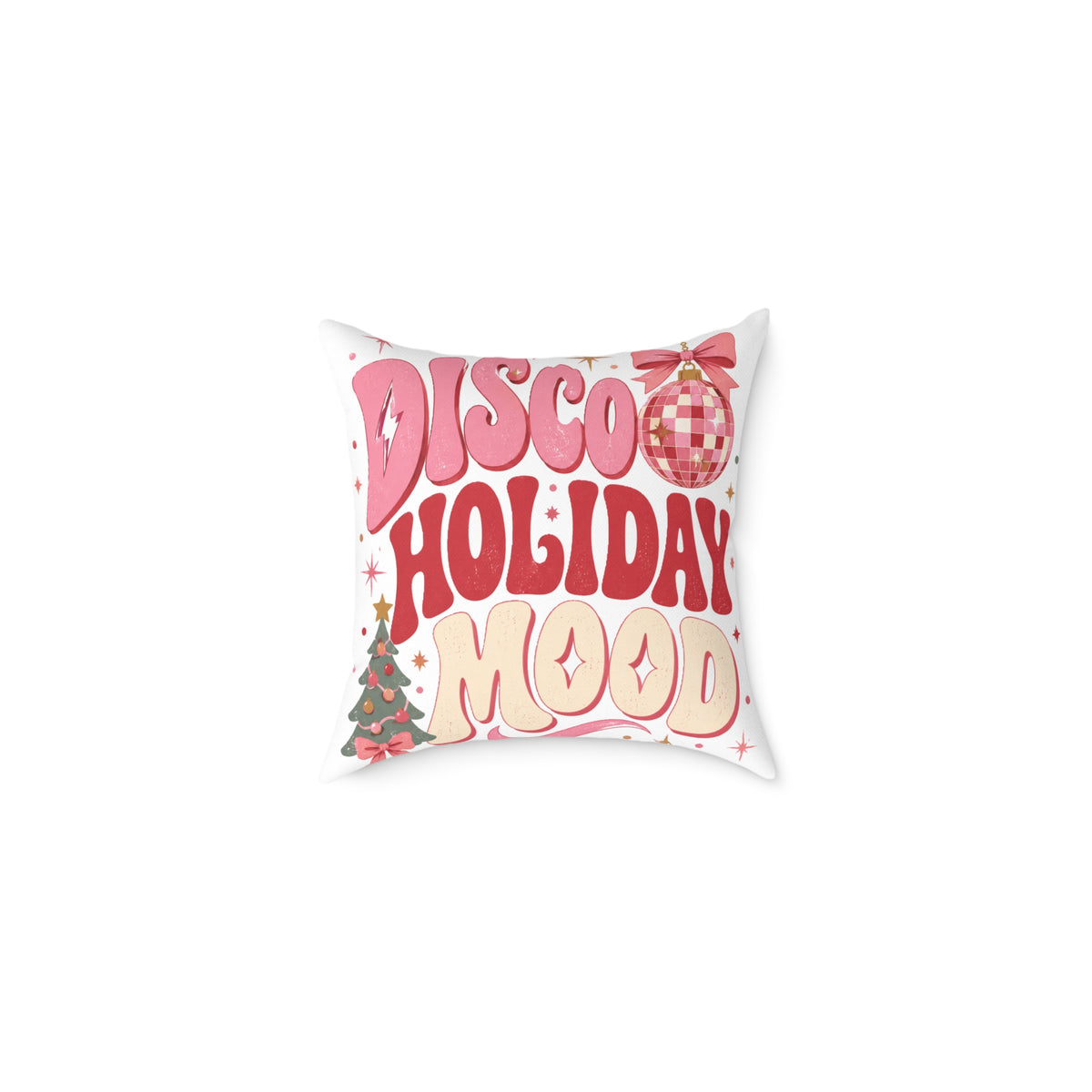 Modern Day Christmas Disco Holiday Mood Square Poly Canvas Pillow