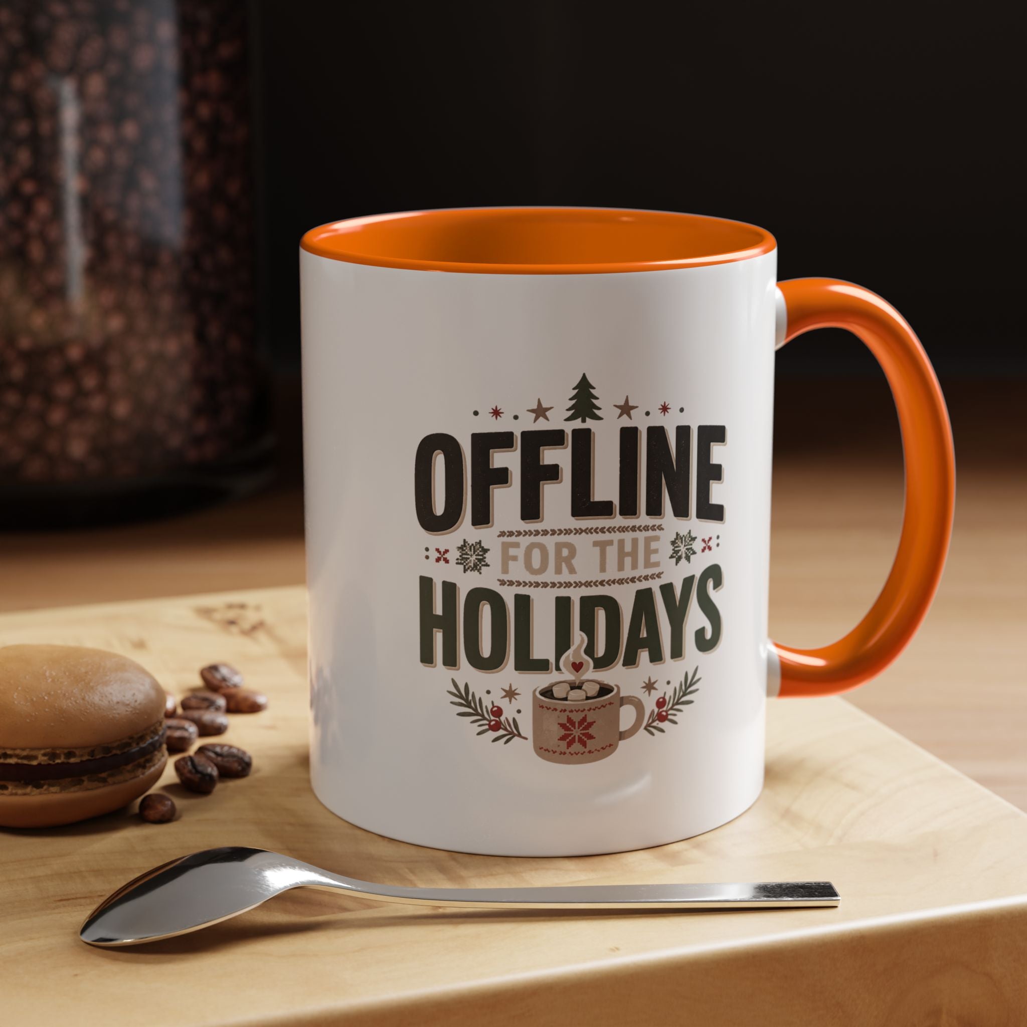 Christmas Holiday Coffee Mug — “Offline for the Holidays” Accent Ceramic Mug