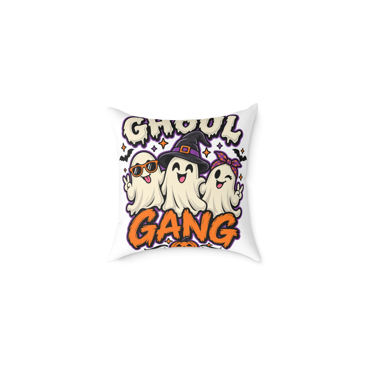 Ghoul Gang Halloween Pillow — Cute Ghosts Decorative Square Throw Pillow