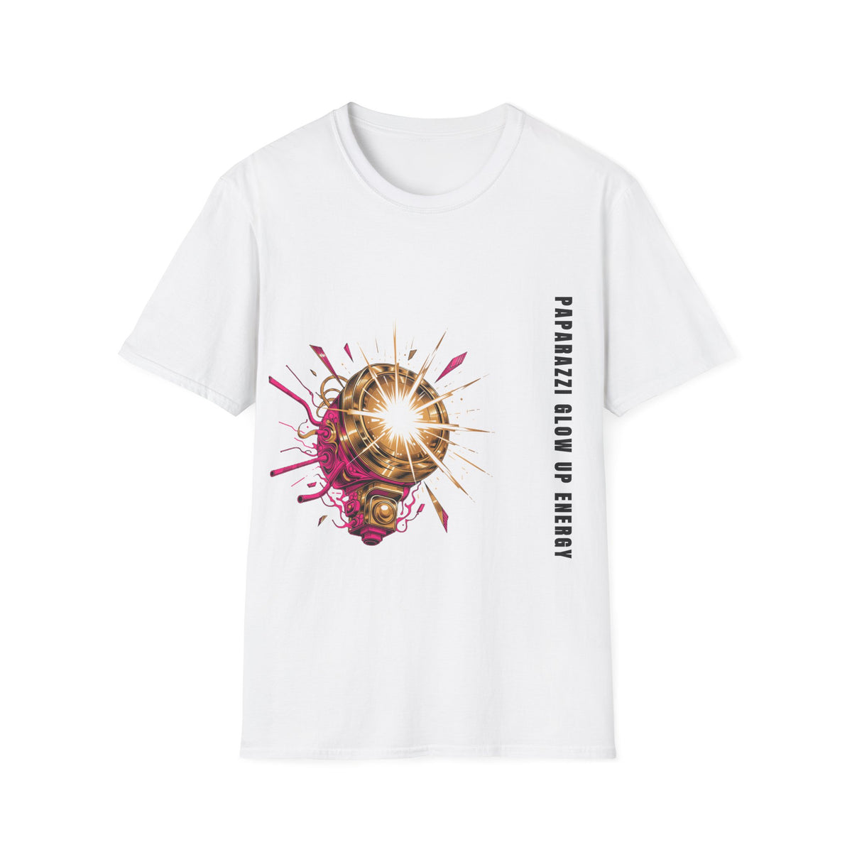 Paparazzi Glow Up Energy Vertical Text Gold Disco Ball White Graphic Tee - Trending Now - September 2026