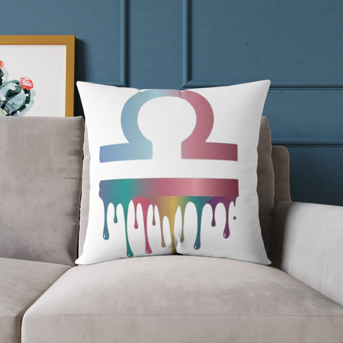 Libra Zodiac Dripping Astrological Square Poly Canvas Pillow