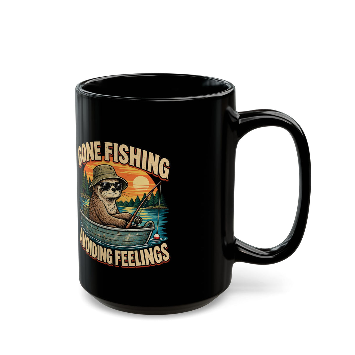 Gone Fishing Avoiding Feelings Mug — Funny Sloth Fishing Coffee Cup