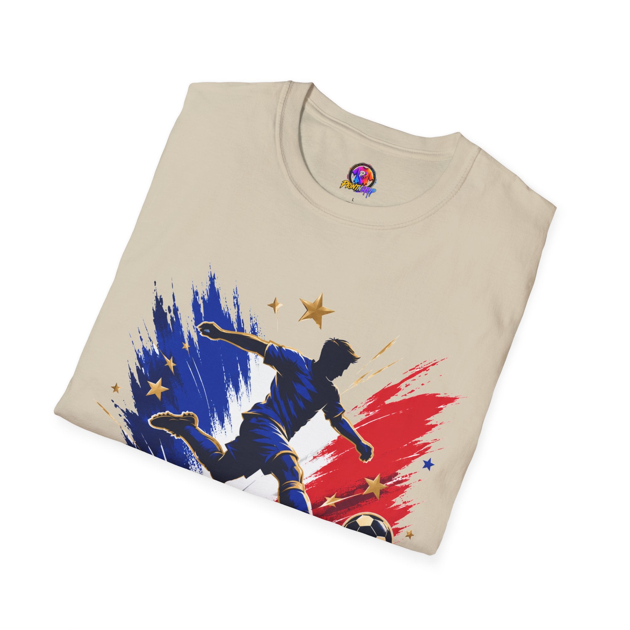 France Soccer T-Shirt — "Blue Glory" Red, White & Blue Player Graphic