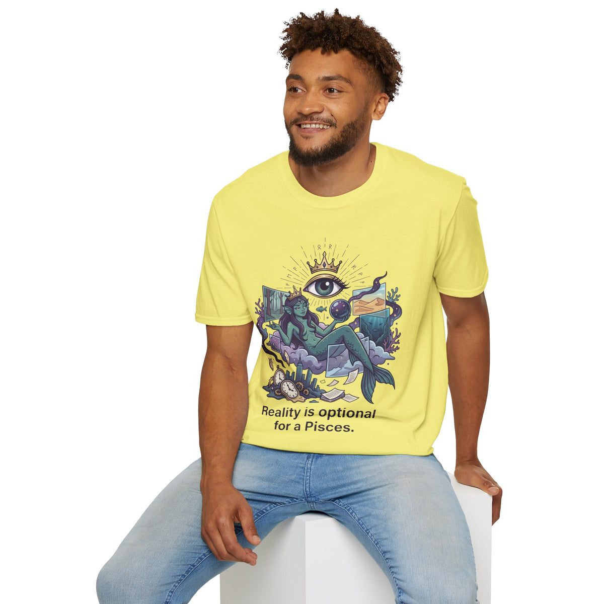 Pisces Mystic Tee — "Reality is optional for a Pisces" Astrological Graphic T-Shirt