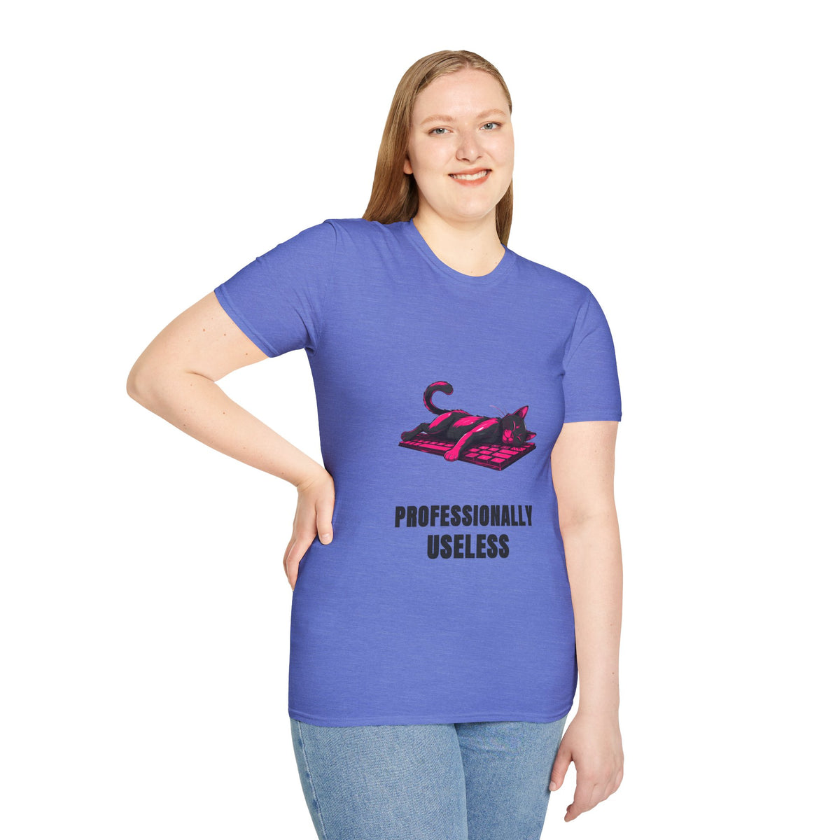 T‑Shirt — 'Professionally Useless' Relaxed Cat Graphic Tee - Trending Now - August 2026