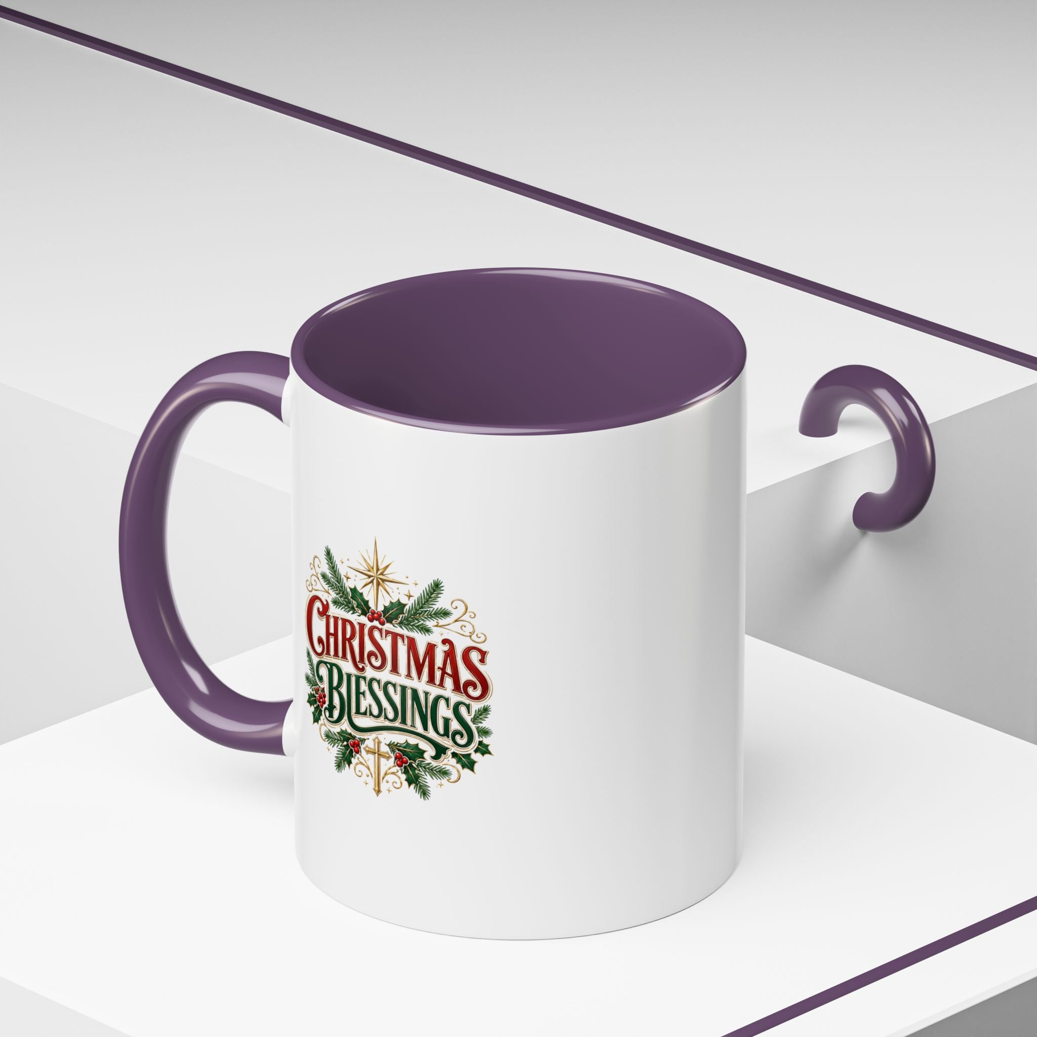 Christmas Blessings Accent Coffee Mug – Festive Holiday Tea & Coffee Cup