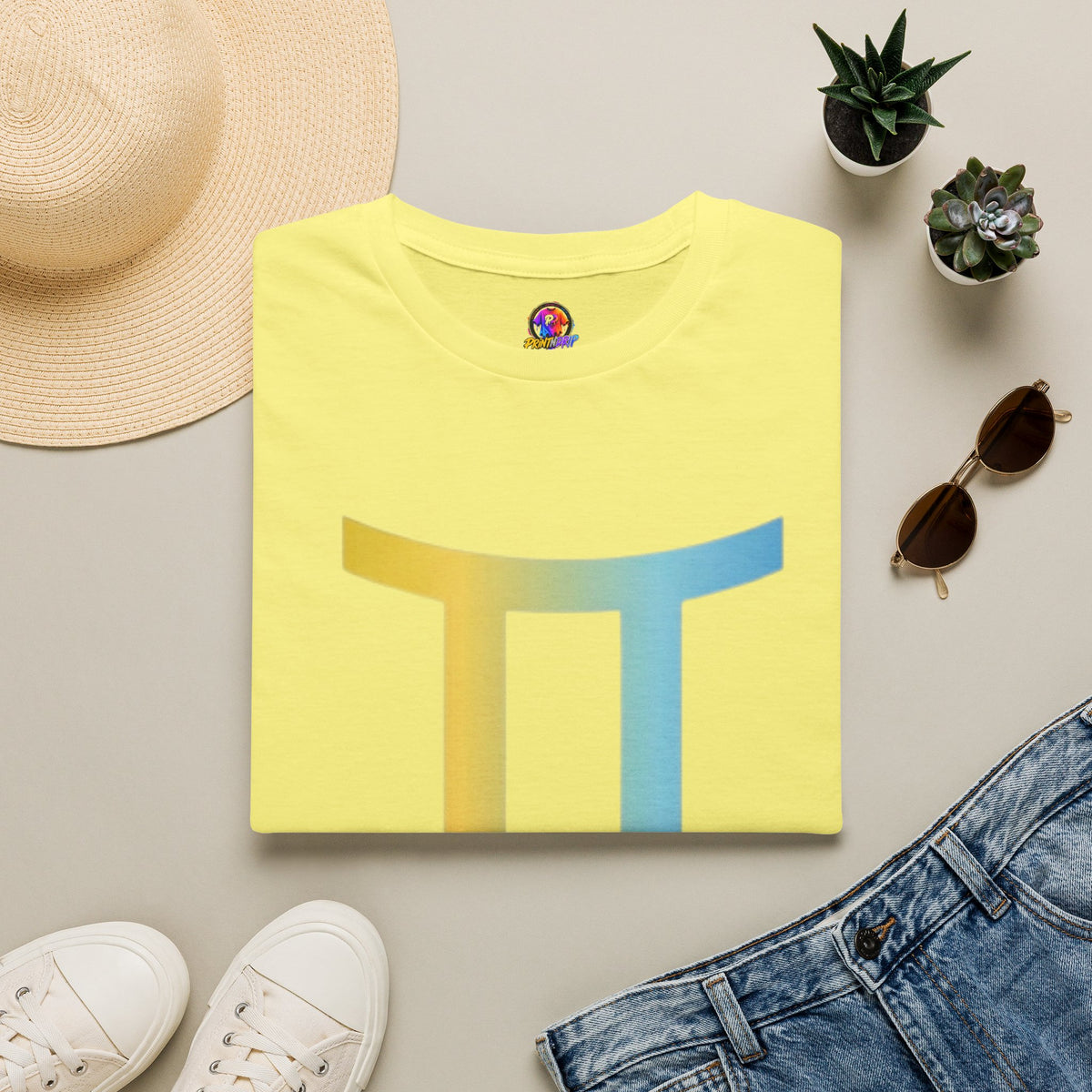 Gemini Drip Zodiac T-Shirt — Rainbow Gemini Symbol Tee