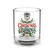 Christmas Glass Mug 10 oz Glass Mug — "Christmas Blessings" Festive Holiday Coffee & Tea Cup
