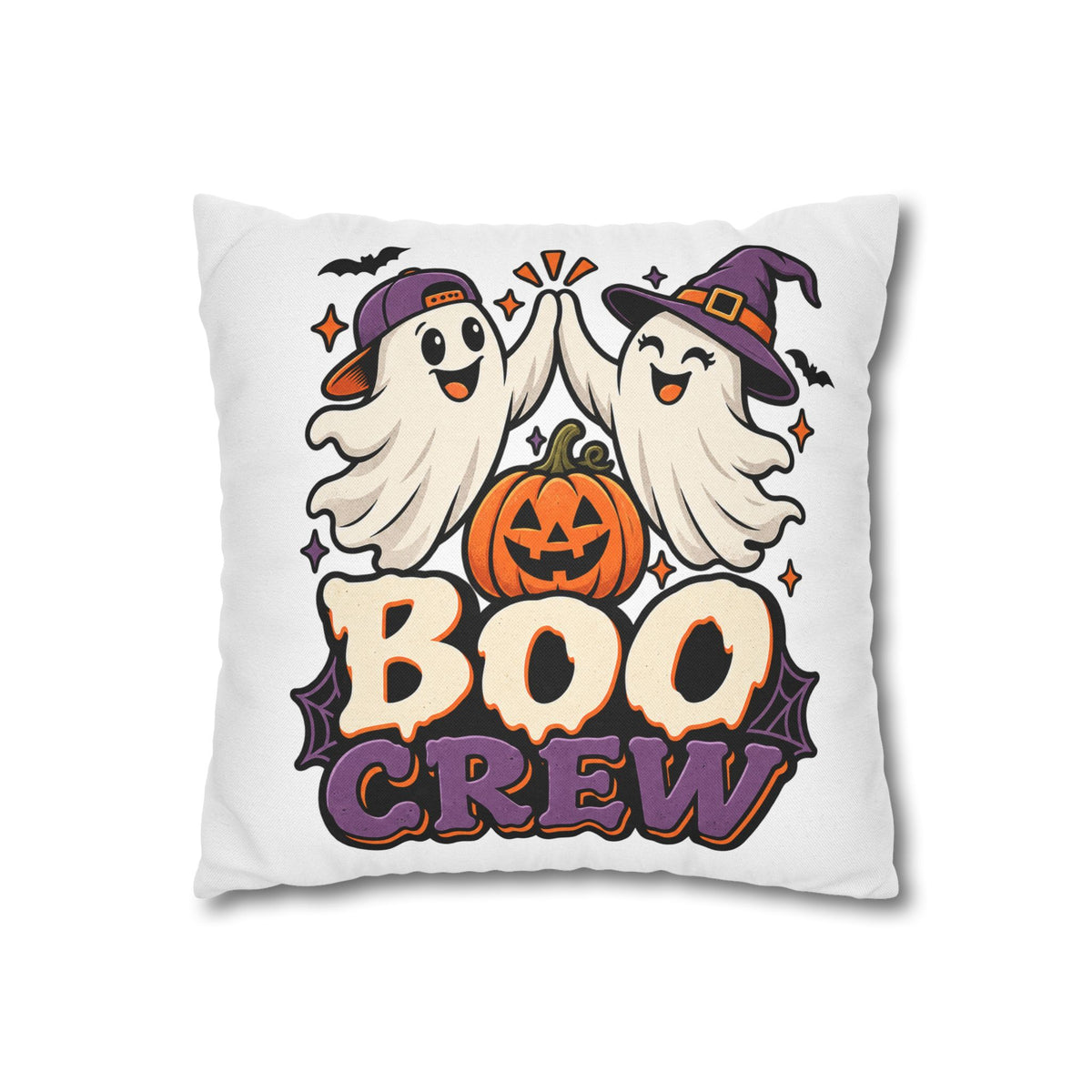 Halloween Boo Crew Pillowcase — Cute Ghost Pumpkin Decorative Throw Pillow Cover