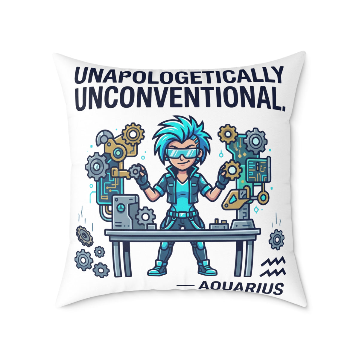 Aquarius Zodiac Unapologetically Unconventional Square Poly Canvas Pillow